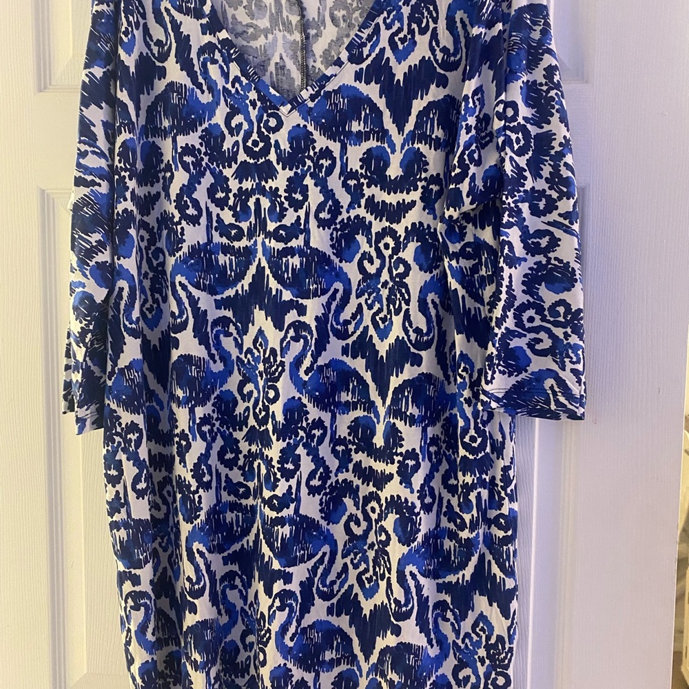 Lilly Pulitzer Blue, Black, White and White Patterned Dress